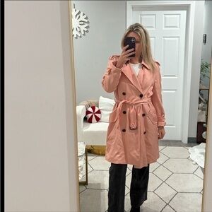 Coach Trench Coat Double Breasted Long in Peach Pink